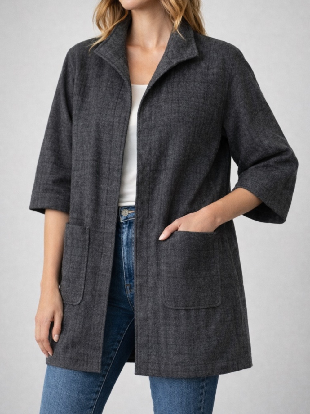 ORGANIC Coat (Black, Gray, Plaid), Size Small